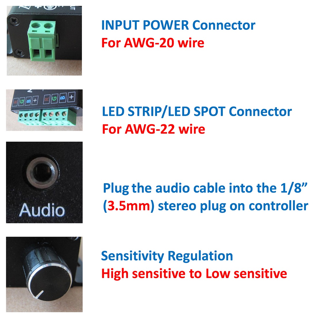 channels 2-port LED Music Active RGB Controller 24-key IR Remote images